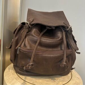 Ellington Vintage Leather Backpack Bucket Bag In Chocolate